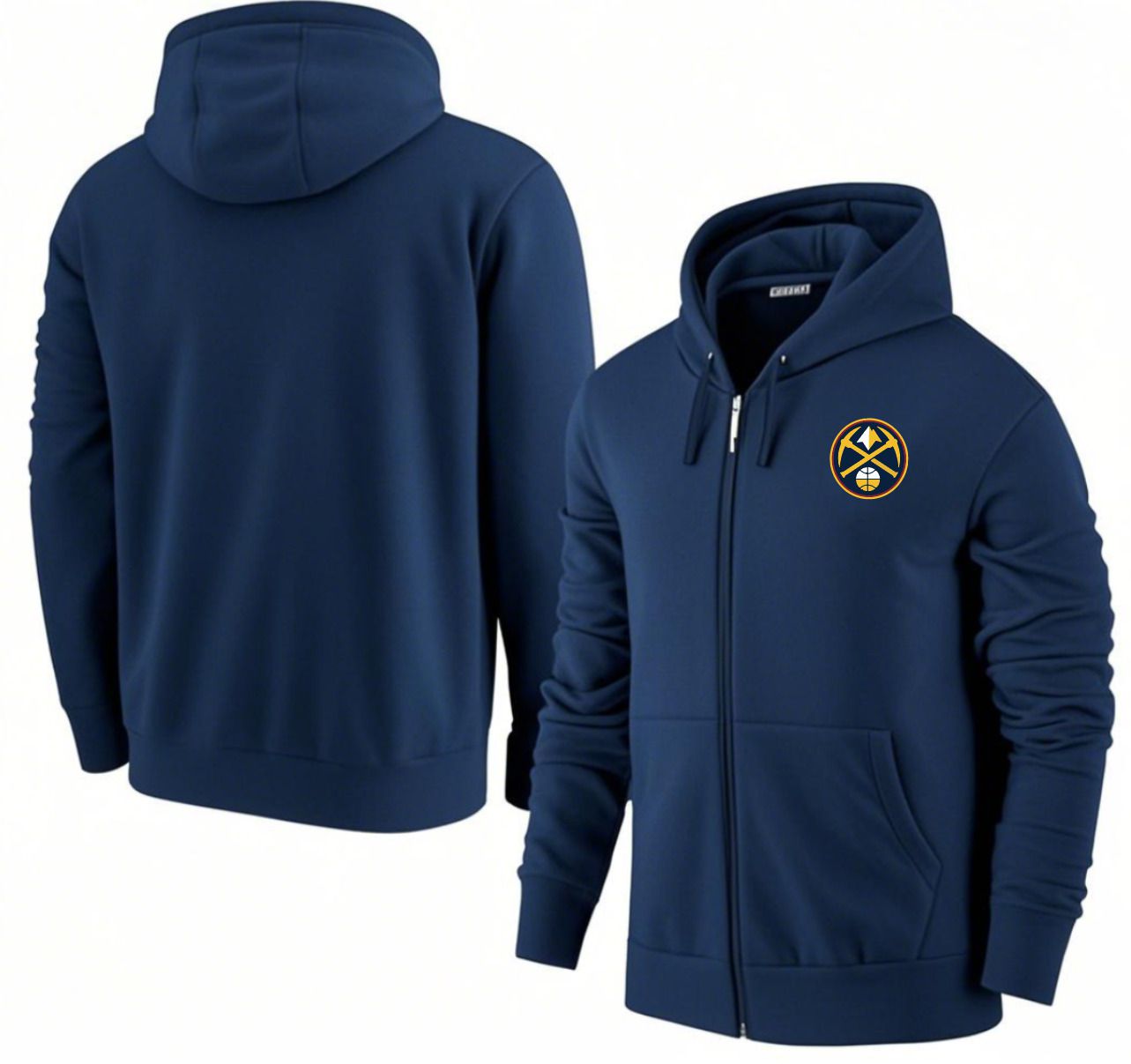 Men Denver Nuggets Dark Blue Zipper hoodie 2025 NBA Jersey style 1->denver nuggets->NBA Jersey